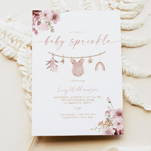 Invitación Ropa de bebé niña floral rosa - Baby Sprinkle