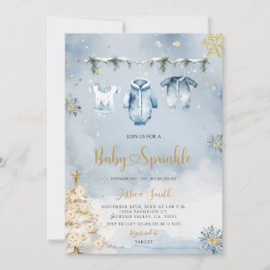 Invitación Ropa de bebé niño Navidad azul Baby Sprinkle