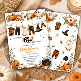 Invitación Ropa de bebé para ducha de bebé de Halloween Littl