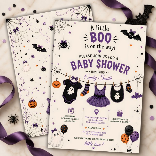 Invitación Ropa de bebé para ducha de bebé de Halloween Littl (Subido por el creador)