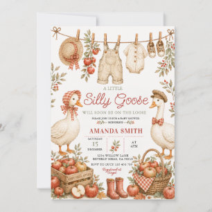 Invitación Ropa de bebé para ducha de bebé Silly Goose Manzan