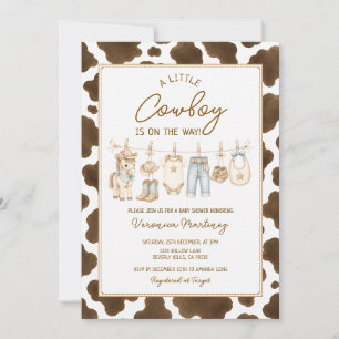Invitación Ropa de bebé para ducha de vaquero occidental