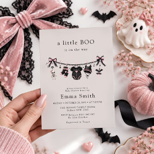 Invitación Ropa de bebé para Halloween Little Boo Baby Shower