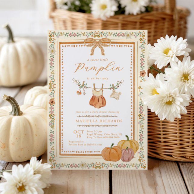 Invitación Ropa de bebé para niña en otoño Fiesta de bebé (Subido por el creador)