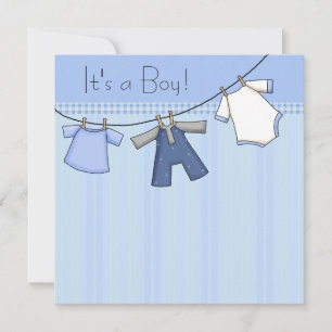 Invitación Ropa de bebé para niño Tenderete de ropa de bebé R