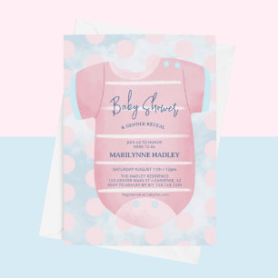 Invitación Ropa de bebé Revelación de género Baby Shower