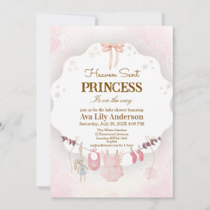 Invitación Ropa de bebé rosa Little Princess Heaven Sent