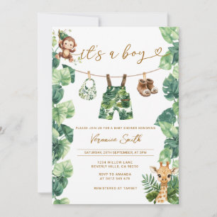 Invitación Ropa de bebé tropical Niño Baby Shower