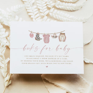 Invitación Ropa de bebé vaquera con tendedero rosa para bebé