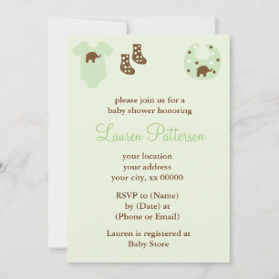 Invitación Ropa de bebé verde Baby Shower neutral