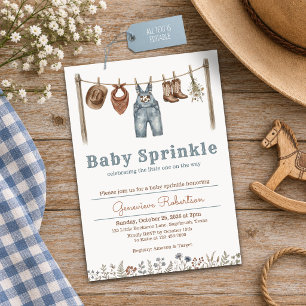 Invitación Ropa de bebé vintage vaquero azul para celebración