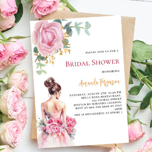 Invitación Ropa de boda floral rosa rosa Bridal Shower