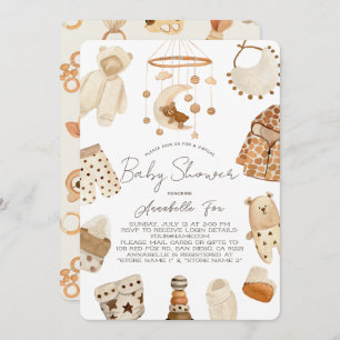 Invitación Ropa De Boho Nursera Baby Shower Neutral De Género