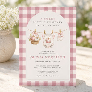 Invitación Ropa de Bombón Rosa para Niña Baby Shower