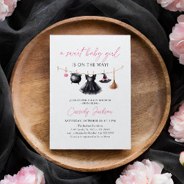 Invitación Ropa de bruja para baby shower de Halloween
