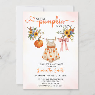 Invitación Ropa de calabaza de otoño Chica de bebé ducha