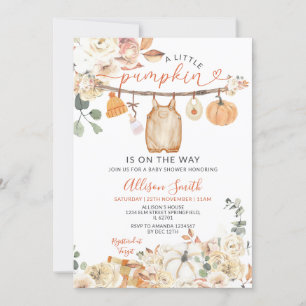 Invitación Ropa de calabaza en otoño Gingham Baby Shower