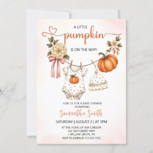 Invitación Ropa de calabaza pequeña Chica Ducha de bebé