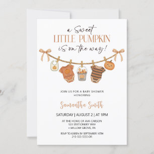 Invitación Ropa de calabaza suave otoño ducha de bebé