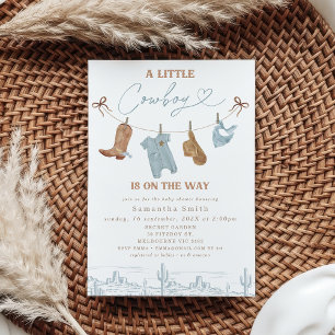 Invitación Ropa de color azul-gris suave Baby Shower de niño 