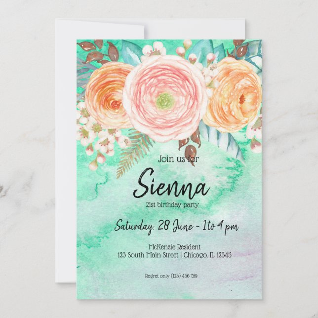 Invitación Ropa de flores para todas las ocasiones (Anverso)