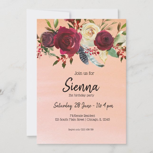 Invitación Ropa de flores para todas las ocasiones (Anverso)