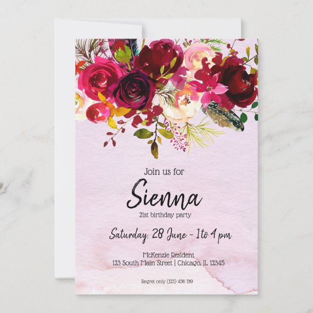 Invitación Ropa de flores para todas las ocasiones (Anverso)