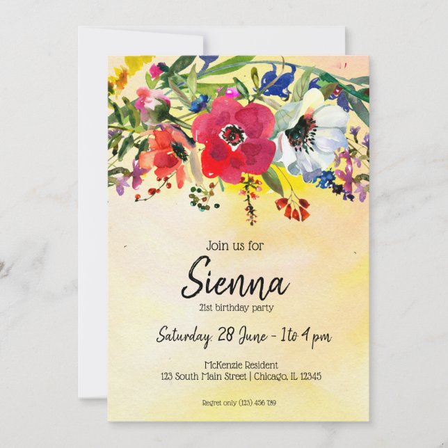 Invitación Ropa de flores para todas las ocasiones (Anverso)