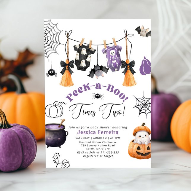 Invitación Ropa de gemelos Pequeña Boo Ducha de bebé (Subido por el creador)