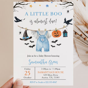 Invitación Ropa de Halloween Little Boo Baby Shower