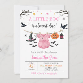 Invitación Ropa de Halloween Pequeño Boo Baby Shower