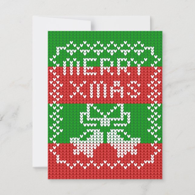 Invitación Ropa de jingle de patrón de suéter feo Hilo de nav (Anverso)