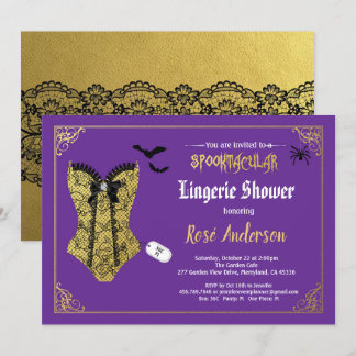 Invitación Ropa de lencería de Halloween ducha de encaje negr