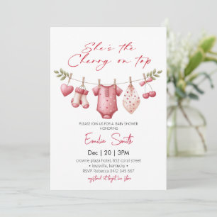 Invitación Ropa de línea Cherry on Top Baby Shower