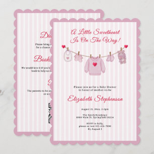 Invitación Ropa de Línea de Bebé Little Sweetheart Shower