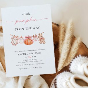 Invitación Ropa de línea de Little Pumpkin Otoño Niña Baby Sh