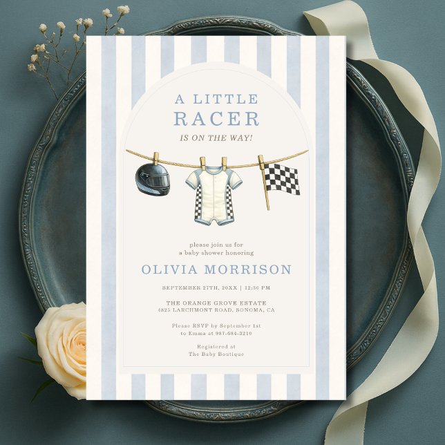 Invitación Ropa de línea de secado azul para baby shower de c (Subido por el creador)