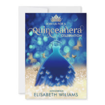 Ropa de mariposa de oro azul Quinceañera