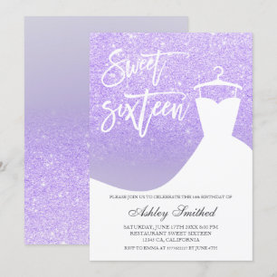 Invitación Ropa de moda elegante purpurina de lila morada Dul