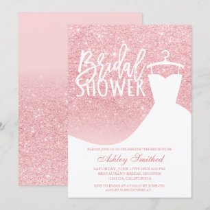 Invitación Ropa de moda elegante purpurina rosa Ducha de novi