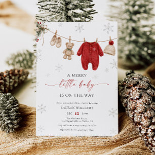 Invitación Ropa de Navidad en una Cuerda Un Alegre Baby Showe