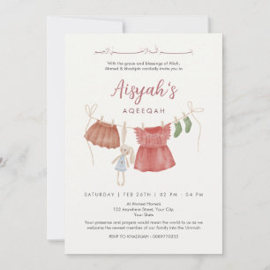 Invitación Ropa de niña bebé en línea de secado para Aqeeqah
