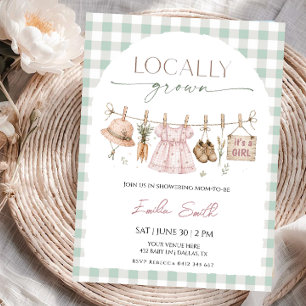 Invitación Ropa de niña criada localmente para baby shower