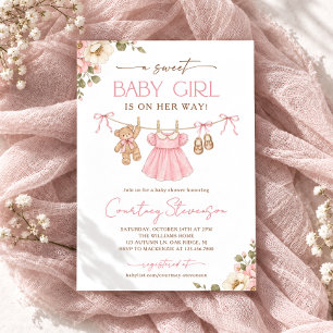 Invitación Ropa de niña dulce Boho Baby Shower