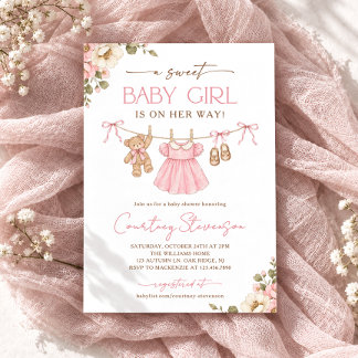 Invitación Ropa de niña dulce Boho Baby Shower