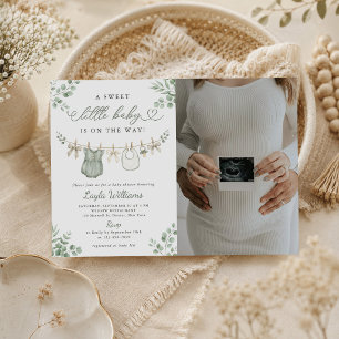 Invitación Ropa de niña dulce Foto de baby shower