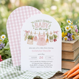 Invitación Ropa de niña tendida localmente Fiesta de bebé