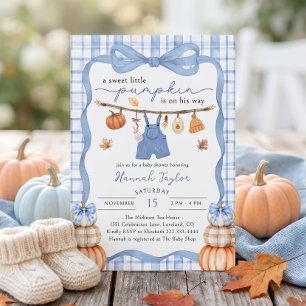 Invitación Ropa de Niño Calabacita Fiesta de Bebé de Otoño