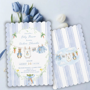 Invitación Ropa de niño de conejito lindo para baby shower