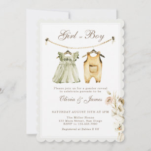 Invitación Ropa de Niño o Niña de Pampas Grass Revelación de 